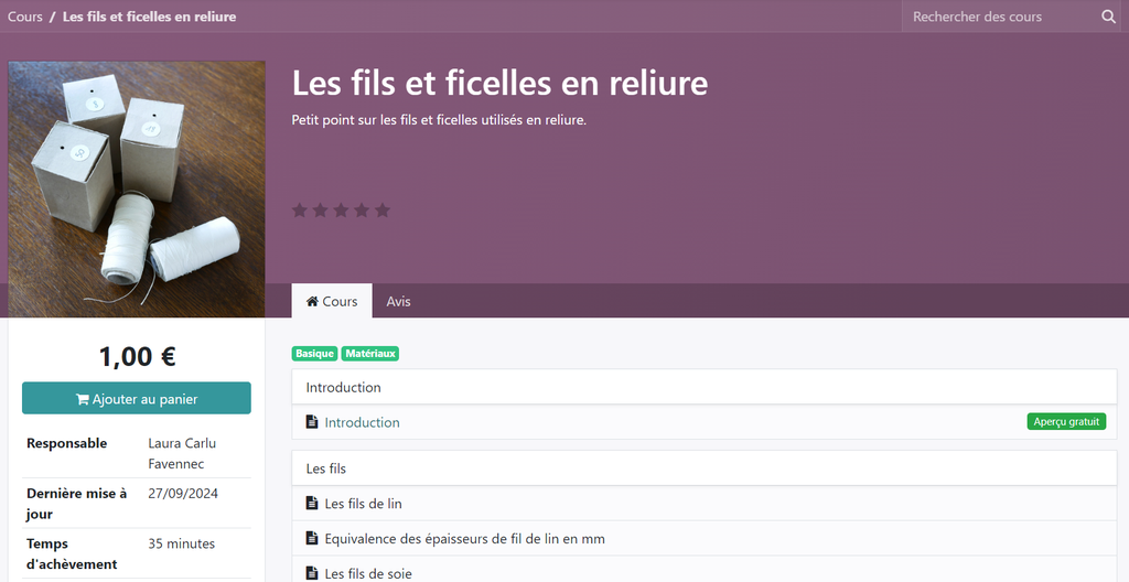 Cours en ligne "Les fils et ficelles en reliure"